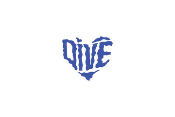 blue monogram dive iconic logo design vector illustration. creative typography dive illustration