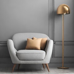 Close up of luxurious stylish comfortable armchair with cushions