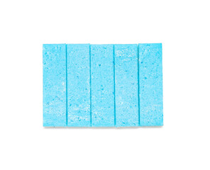 Blue chewing gums on white background