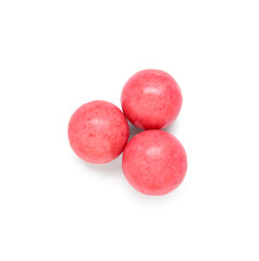 Red chewing gums on white background