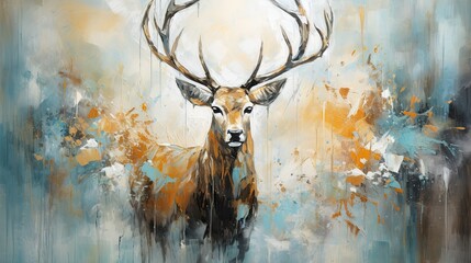 Abstract deer oil painting