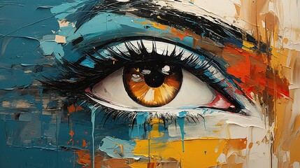 Abstract eye oil painting - obrazy, fototapety, plakaty