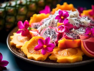 Vibrant Dragon Fruit Salad with Edible Flowers
