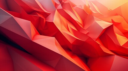 Vibrant abstract polygonal landscape in red and orange hues - obrazy, fototapety, plakaty