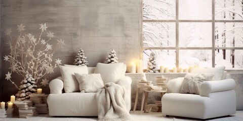 Holiday-themed interior decorations with a winter touch