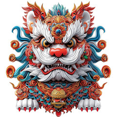 A 3d artwork of chinese lion, in the style of colorful, eye-catching compositions. AI Generative
