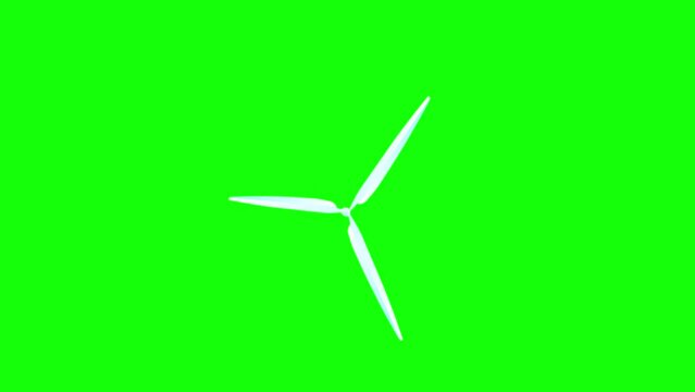 Windmill propeller white. Cartoon white color version whiteboard animation loop. Machine good for ecology subject.