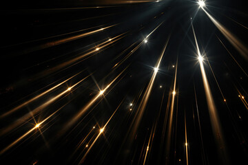 Elegant glowing golden lines, rays in the dark. Abstract luxury background. Generated by artificial intelligence