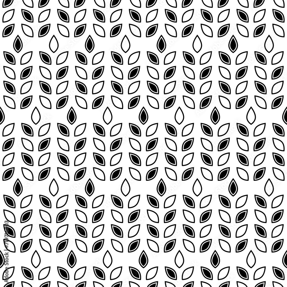 Poster wheat seamless pattern. repeating black grain wheats on white background. repeated flour patterns. s