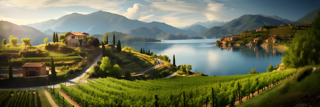 Scenic European Vineyard: A Picturesque Blend of Manmade and Natural Beauty © Lola