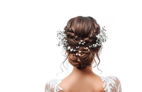 Bridal hair style with fresh flowers