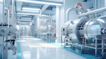 Obraz premium close-up of a line for the production of medical ampoules. Intricate details of glass ampoules, equipment and drug manufacturing process to provide a detailed and realistic view