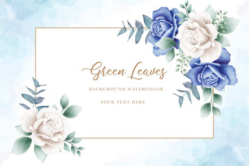 Luxury navy blue watercolor floral background