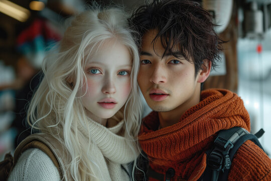 portrait of a young people couple close up