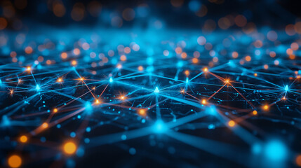 Blue and Yellow Background With Lines and Dots.