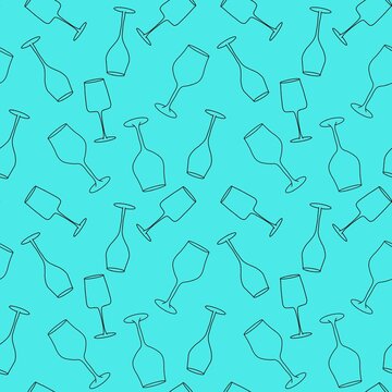 Cartoon doodle seamless glasses of wine pattern for wrapping paper and fabrics and party accessories