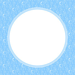 Vector round frame with copy space. White bubbles on blue background.