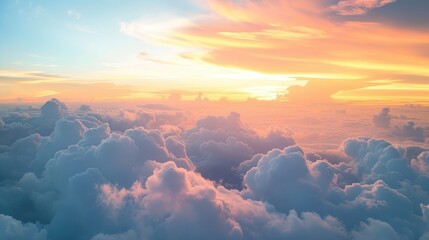 Beautiful sky over clouds at sunset time