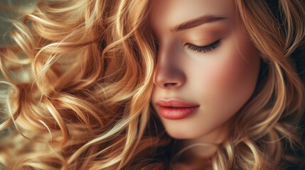 Naklejka premium Beauty girl with long and shiny wavy Hair coloring and toning shatush