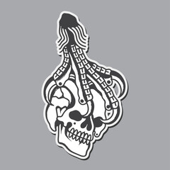 old school skull tattoo vector design