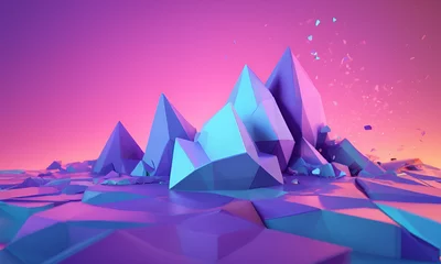 Foto auf Acrylglas Berge 3d illustration Abstract low poly background