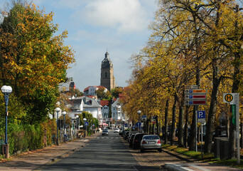 Alley Leading To The City Center Of Bad Wildungen Hesse Germany On A Beautiful Sunny Autumn Day...