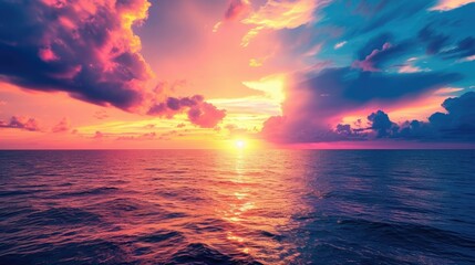 Obraz premium Colorful sunset over ocean