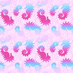 Summer animals seamless seahorse pattern for fabrics and wrapping paper and kids print and swimsuit textiles