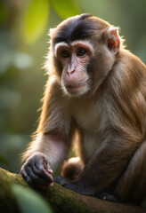 Cute Monkey Portrait in Jungle