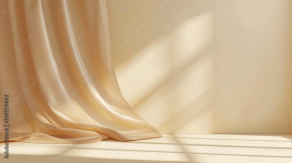 Poster minimalistic abstract gentle light beige background for product presentation with light and shadow o