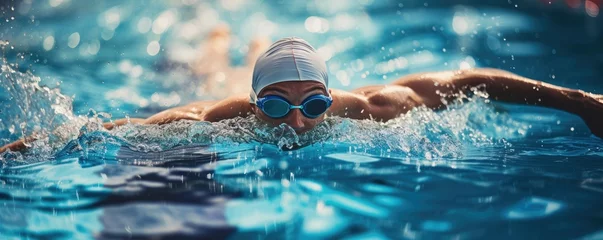 Foto op Canvas Close up shot of athlete swimming © piai
