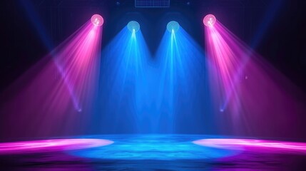 Spotlight effect for theater concert stage. Abstract glowing light of spotlight illuminated
