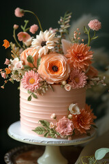 Obraz na płótnie Canvas Elegant and luxury cake decoration for wedding, birthday, anniversary