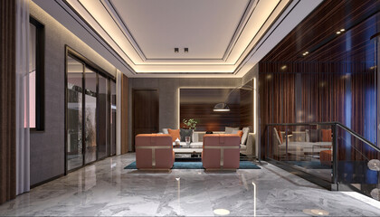 3d render luxury home interior, living room