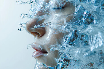 Refreshing Splashes: A Young Woman's Pure Sensuality and Freshness under a Crystal Blue Stream