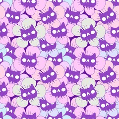 Halloween animals seamless cat and flower pattern for wrapping paper and fabrics and kids print and party accessories