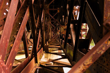 Old train trestle bridge structure