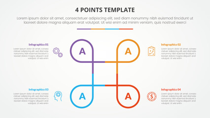 4 points stage list template infographic concept for slide presentation with creative circle line circular cycle with flat style - obrazy, fototapety, plakaty