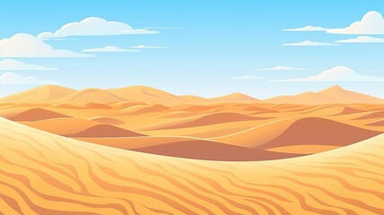cartoon illustration Sahara Desert, Endless sand dunes and nomadic culture.  - obrazy, fototapety, plakaty