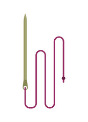 Needle and thread. Simple flat illustration. 
