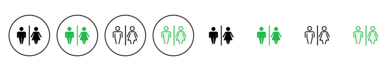 Toilet icon set. restrooms icon vector. bathroom sign. wc, lavatory