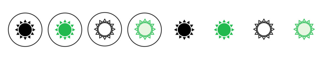 Sun icon set. Brightness Icon vector