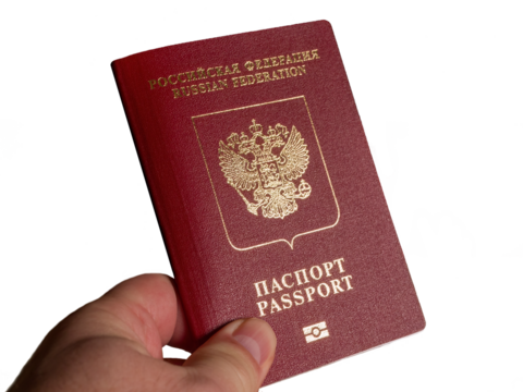 Russian Passport in Hand, Isolated PNG Image
