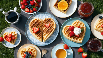 Heart-shaped Waffles Picnic