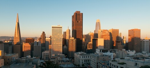 San Francisco rooftop view sunrise - obrazy, fototapety, plakaty