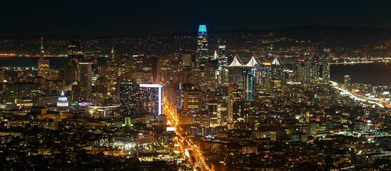 San Francisco skyline panorama at night