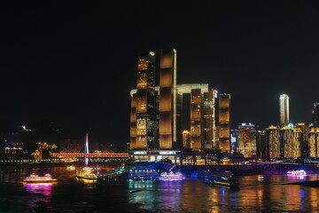 Fototapeta premium Chongqing cityscape night bridge