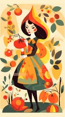 young woman fairytale character cartoon illustration fantasy cute drawing book poster graphic