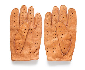 Leather male gloves isolated on white background