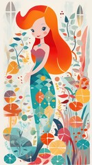 mermaid fairytale character cartoon illustration fantasy cute drawing book art poster graphic